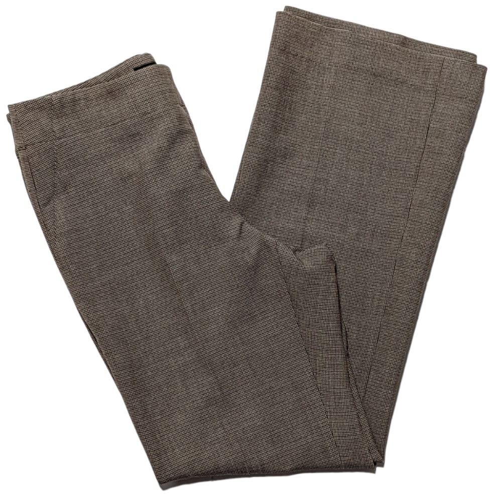 IRIS Setlakwe Tan Micro Plaid Bootcut Pants sz 8